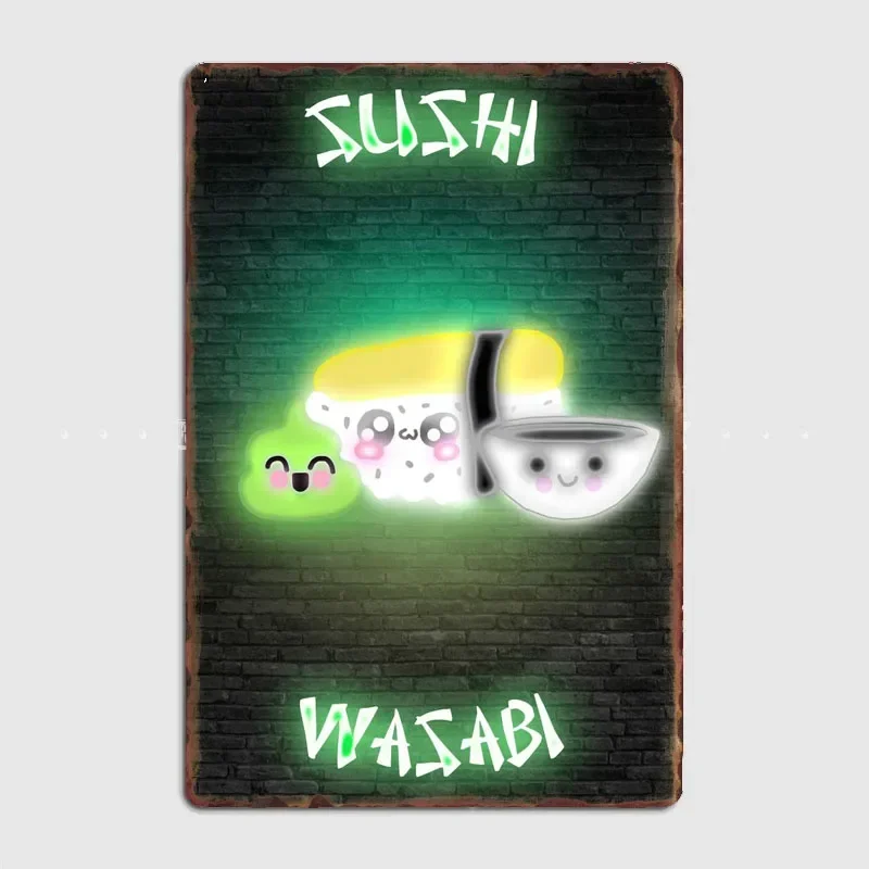 Home Cinema Food - Sushi Wasabi Food Neon Sign Metal