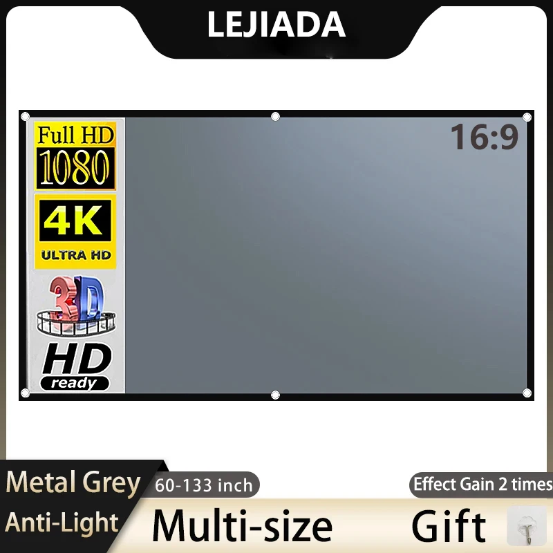 Home Cinema Blanc - LEJIADA Projector Screen 60-133 Inch Metal
