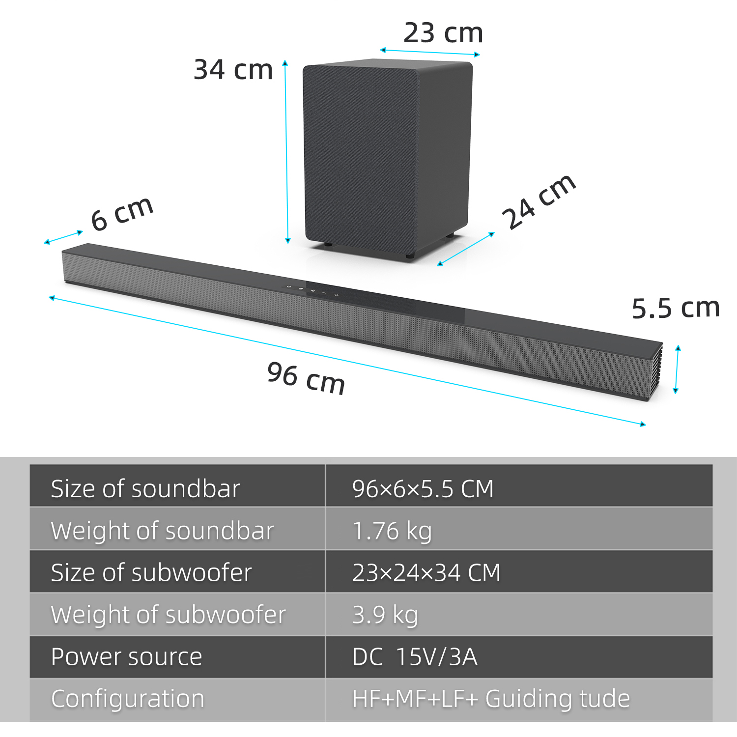 84W TV Sound Bar with Subwoofe - огляд і ціна Home Cinema Audio System
