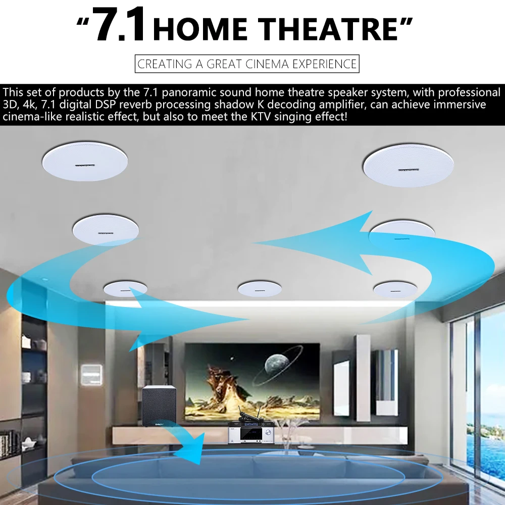 7.1 Home Theater Ceiling Speak - огляд і ціна Home Cinema Audio System