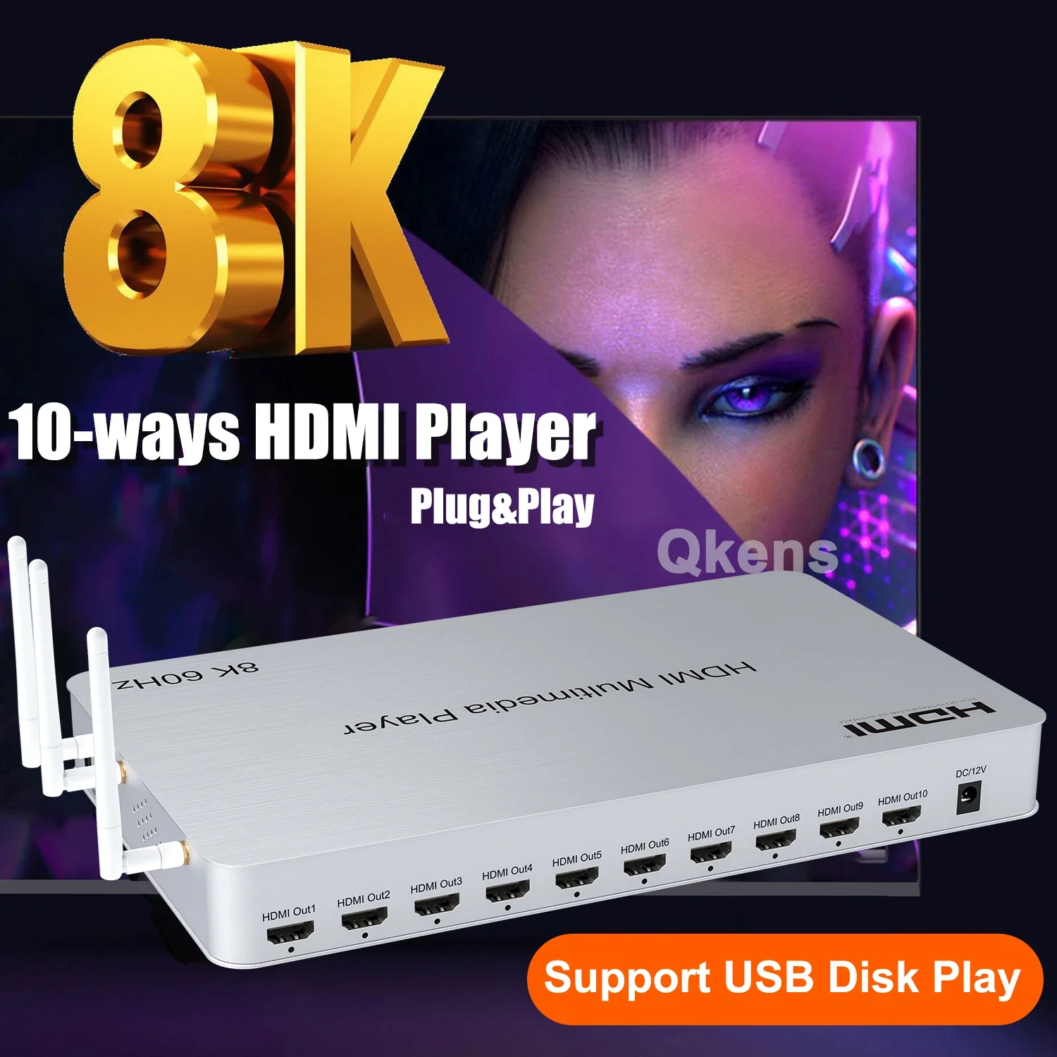 H.265 8K 60Hz 10 Port HDMI Med - огляд і ціна 4K Media Player