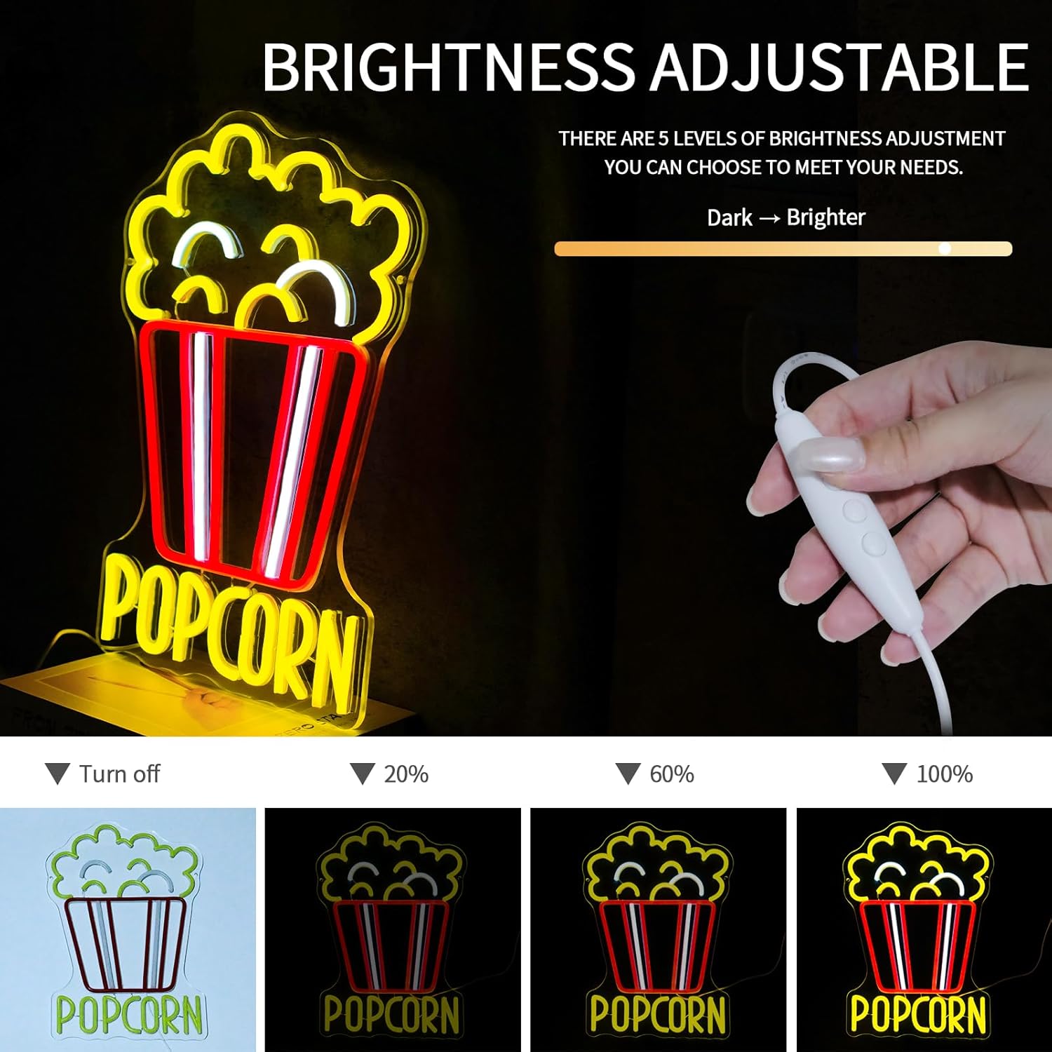 Popcorn Neon Sign Dimmable Foo - огляд і ціна Home Cinema Food