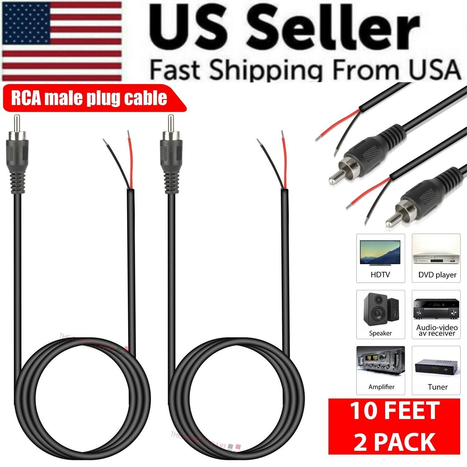 2-Pack 10ft RCA Male Plug To B - огляд і ціна Home Cinema Audio System