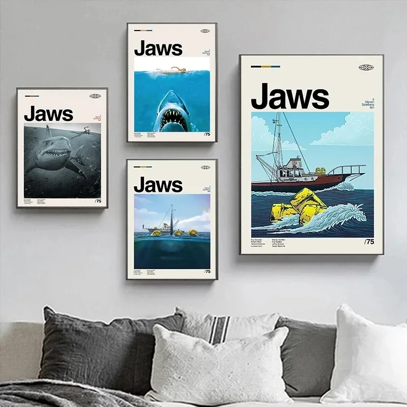 Minimalist Art Jaws Movie Post - огляд і ціна Home Cinema Interiors