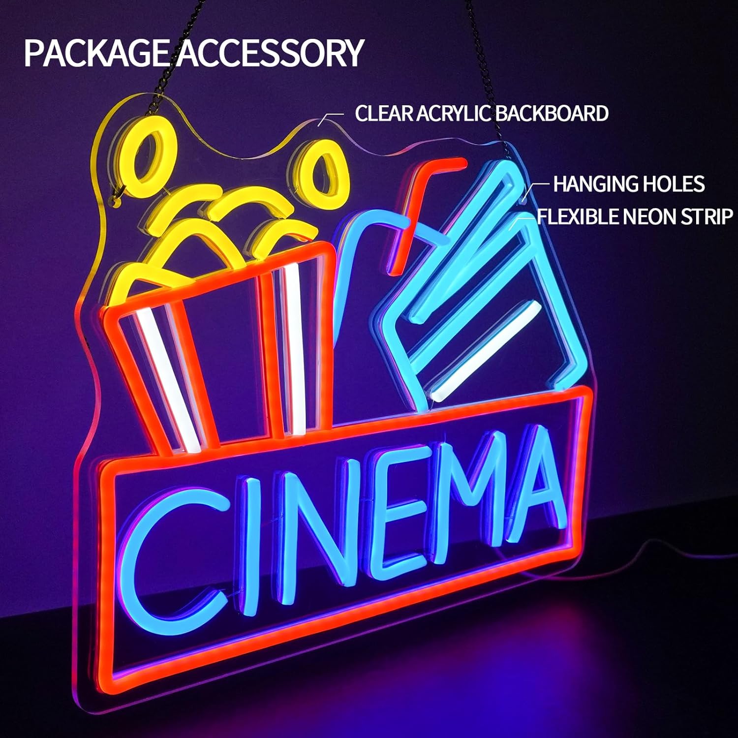Popcorn Neon Sign Dimmable Foo - огляд і ціна Home Cinema Food