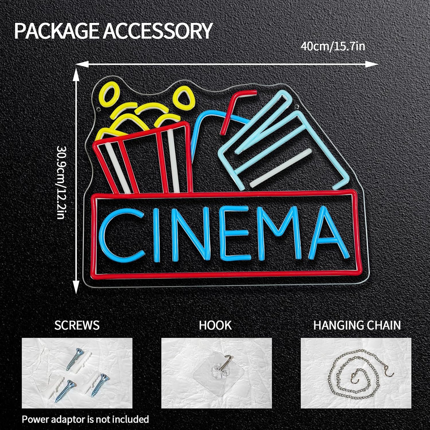 Popcorn Neon Sign Dimmable Foo - огляд і ціна Home Cinema Food